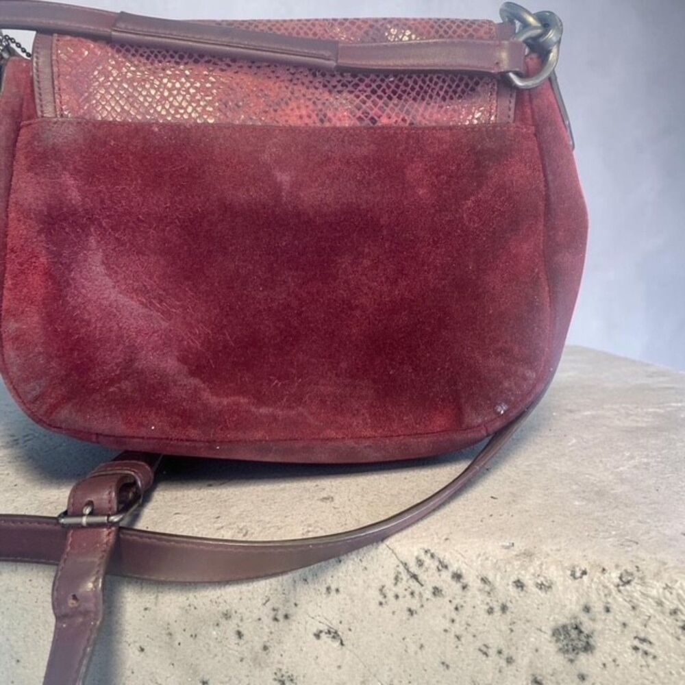 Coach Taylor Crossbody Suede Leather Python F33396 Burgundy/Wine #27 - Picture 4 of 5